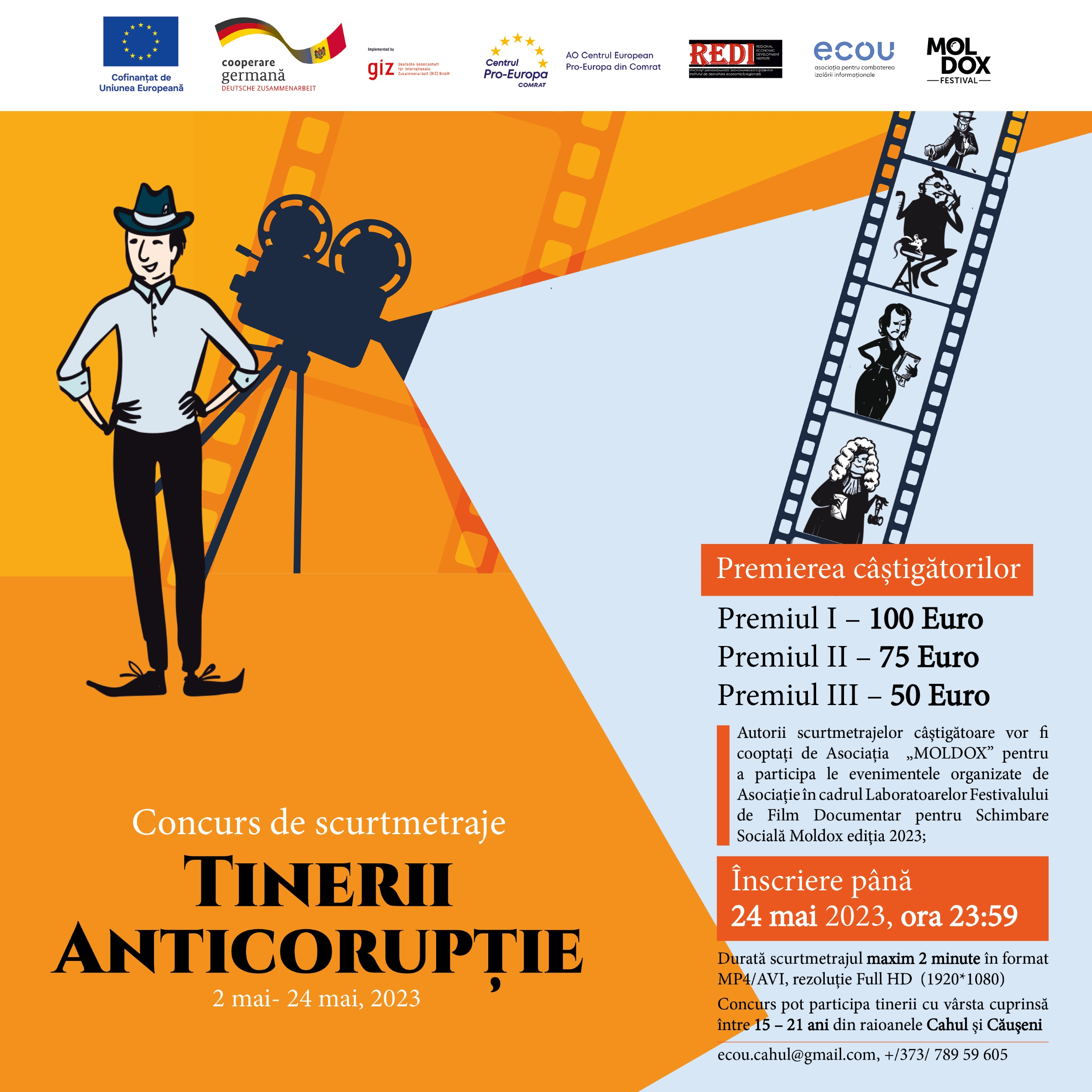 Invităm tinerii și tinerele din raioanele Cahul și Căușeni să participe la concurs de scurtmetraje anticorupție