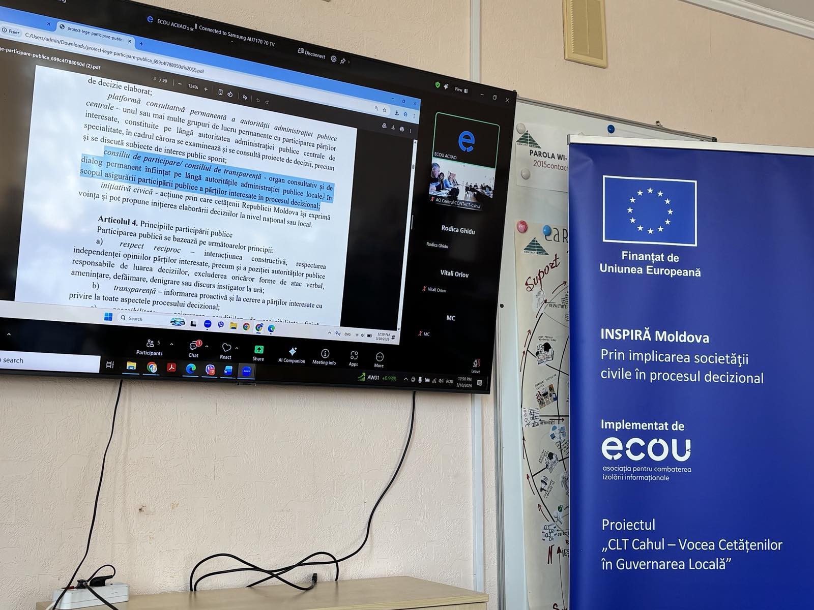 Proiectul de Lege privind participarea publică în procesul decizional în vizorul societății civile din Cahul