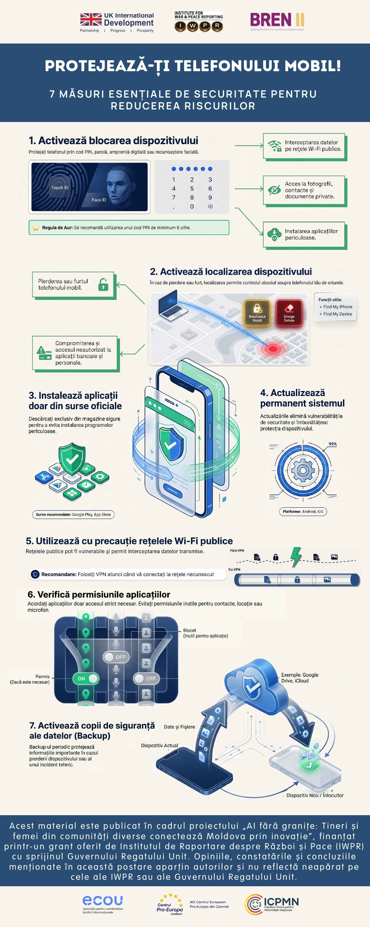 (RO) Asociația ECOU din Cahul vine cu recomandări cum să-ți protejezi telefonul mobil. 7 măsuri esențiale pentru a-ți securiza datele personale