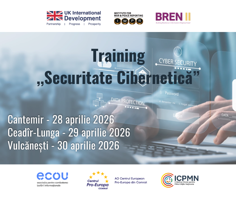 Anunț de selectare a participanților la trainingurile „Securitate Cibernetică” - Cantemir, Vulcănești, Ceadîr-Lunga